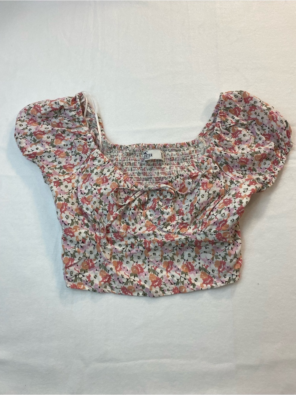 Hollister Pink Floral Smocked Crop Top